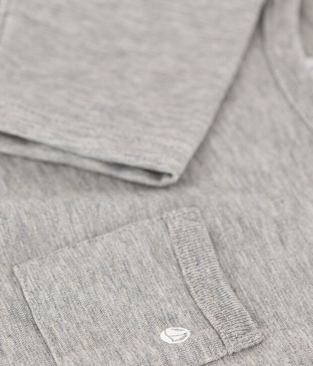 Lang&auml;rmeliges Baby-T-Shirt aus geflammtem Jersey grau