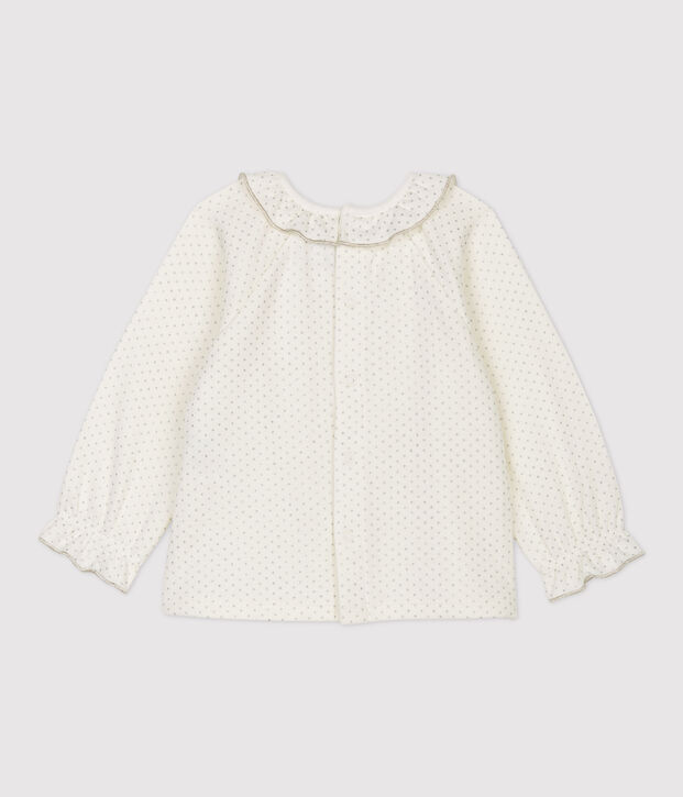 Baby-Bluse aus Baumwolle. weiss/grau