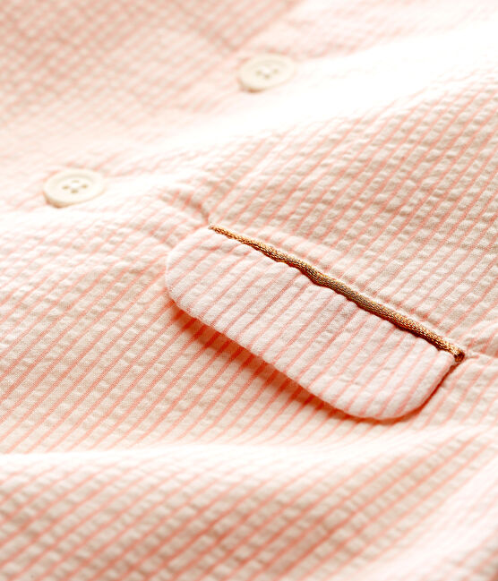 Gestreifter baby-mantel mädchen weiss MARSHMALLOW/rosa ROSAKO