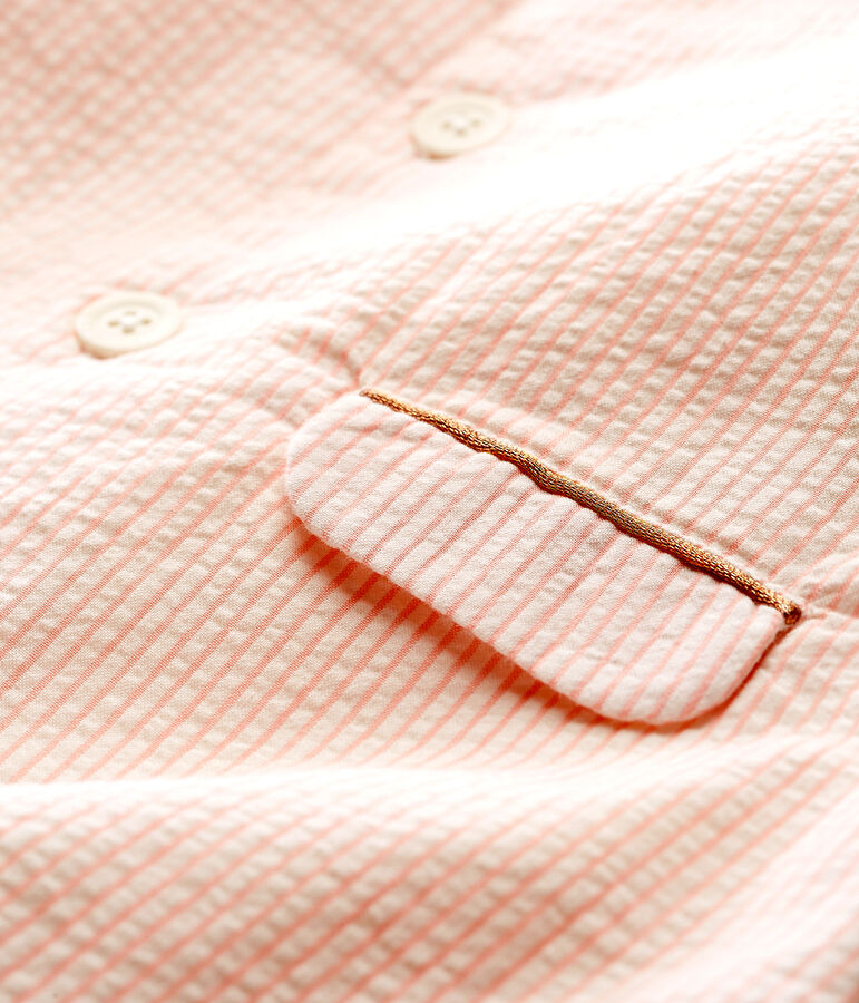 Gestreifter baby-mantel m&auml;dchen weiss MARSHMALLOW/rosa ROSAKO