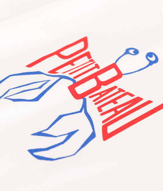 Kurz&auml;rmeliges Kinder-T-Shirt aus bedruckter Baumwolle weiss