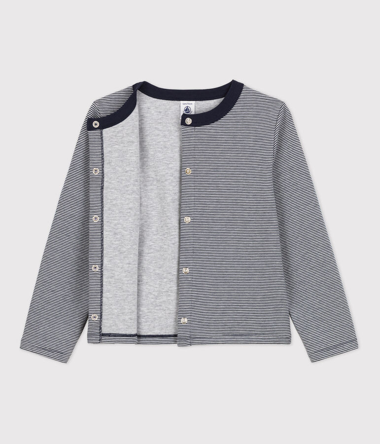 Cardigan aus Doppeljersey Kinder M&auml;dchen blau/weiss