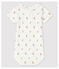 Kurzärmeliger Baby-Body mit Halskrause weiss MARSHMALLOW/weiss MULTICO