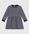 Langärmeliges Kinder-Kleid aus Baumwolle blau SMOKING/weiss MARSHMALLOW