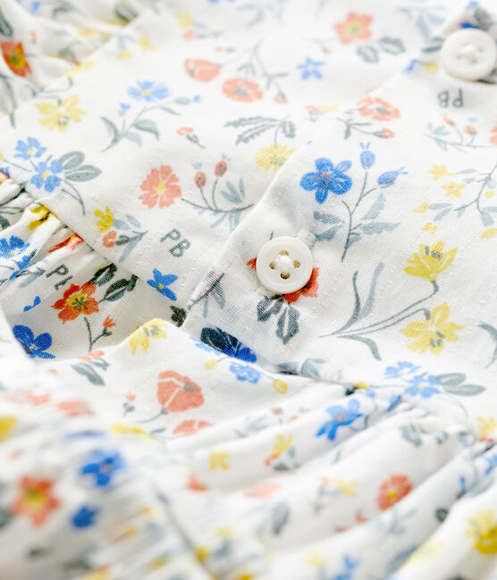 Babykleid mit Bloomers aus Popeline und mit Blumenmuster weiss MARSHMALLOW/weiss MULTICO