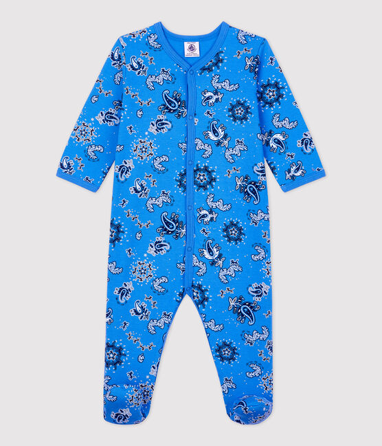 Baby-Strampler aus Bio-Baumwolle mit Bandanadruck blau BRASIER/weiss MULTICO