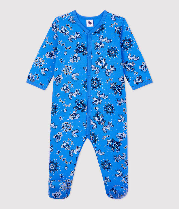 Baby-Strampler aus Bio-Baumwolle mit Bandanadruck blau/vielfarbig