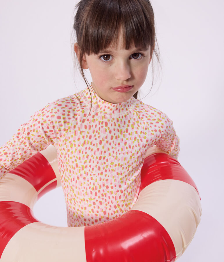 Lang&auml;rmeliger einteiliger Kinder-Badeanzug mit Muster weiss/vielfarbig