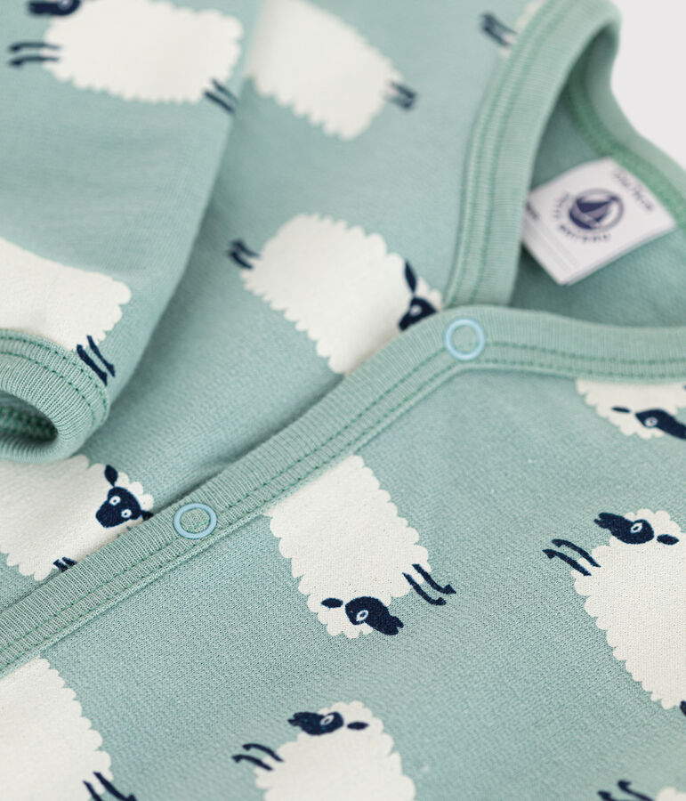 Strampler aus aufgerautem Molton mit Waldmotiv gr&uuml;n/vielfarbig