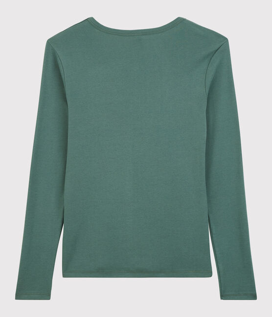 Klassisches Damen-T-Shirt aus Baumwolle mit V-Ausschnitt grün VALLEE