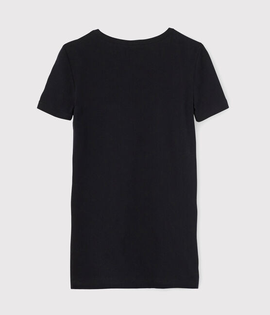 Klassisches Damen-T-Shirt aus Baumwolle mit V-Ausschnitt blau SMOKING