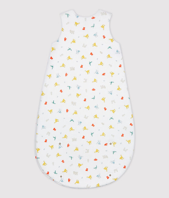 Baby-Schlafsack aus Bio-Baumwolle mit farbigem Tiermuster weiss MARSHMALLOW/weiss MULTICO