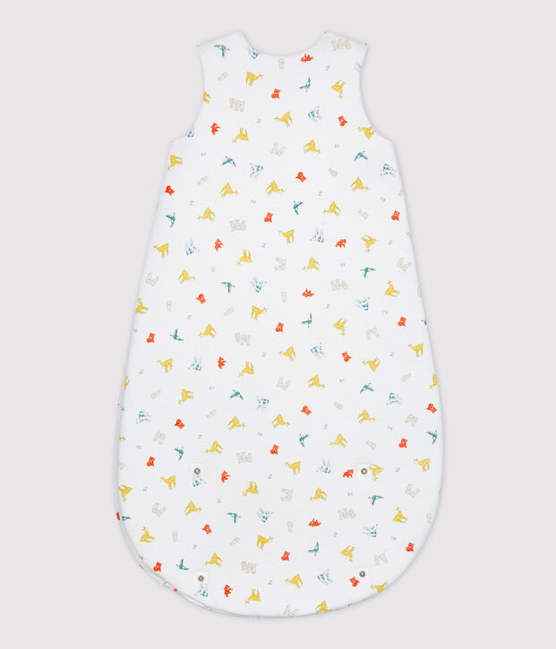 Baby-Schlafsack aus Bio-Baumwolle mit farbigem Tiermuster weiss/vielfarbig