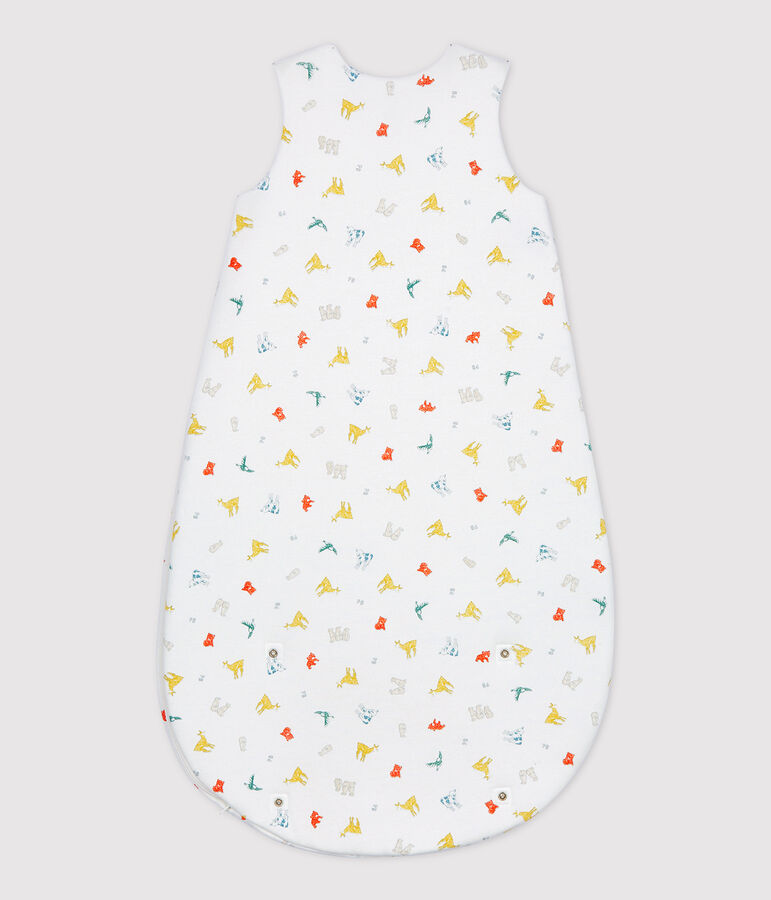Baby-Schlafsack aus Bio-Baumwolle mit farbigem Tiermuster weiss/vielfarbig