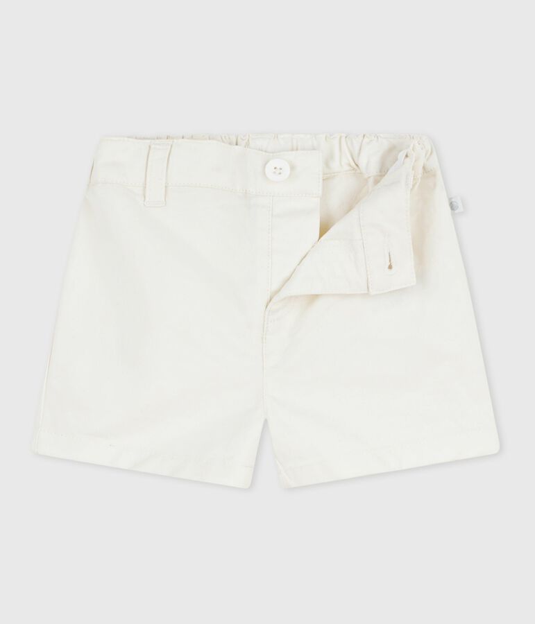 Baby-Shorts aus einfarbiger Baumwolle weiss MARSHMALLOW