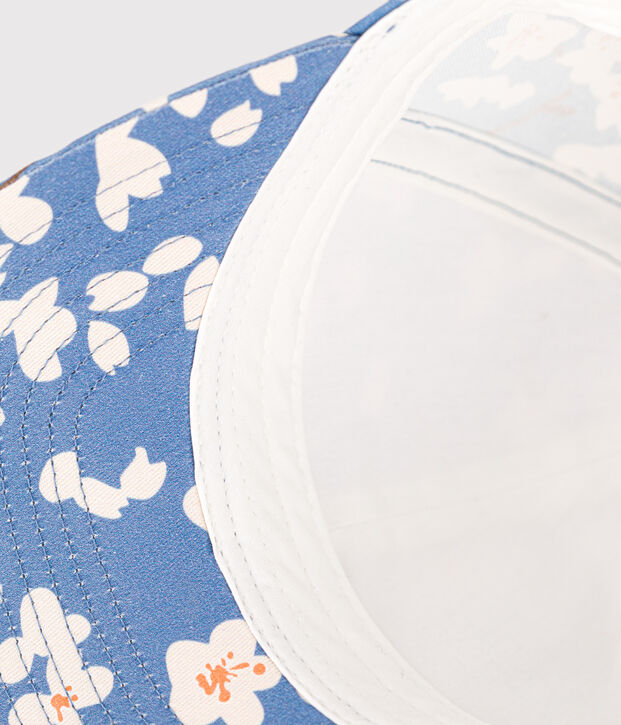 Schirmm&uuml;tze aus Popeline mit Blumenmuster Kinder/M&auml;dchen blau/vielfarbig
