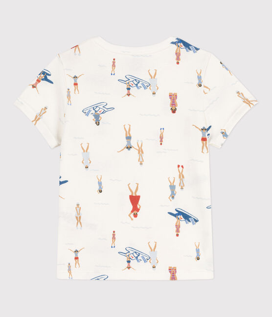 Kurzärmeliges bedrucktes Kinder-T-Shirt für Mädchen weiss MARSHMALLOW/weiss MULTICO