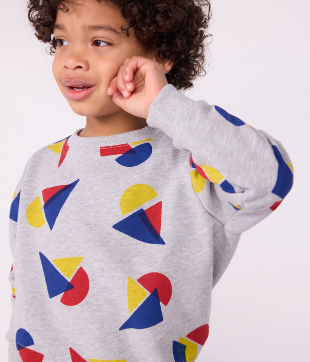 Kinder-Sweatshirt aus gemusterter Baumwolle grau/vielfarbig