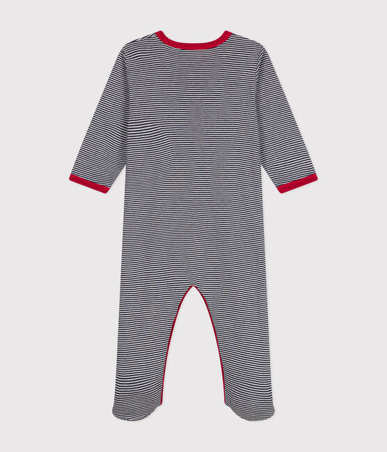 Langärmeliger Baby-Pyjama aus Baumwolle blau SMOKING/weiss MARSHMALLOW