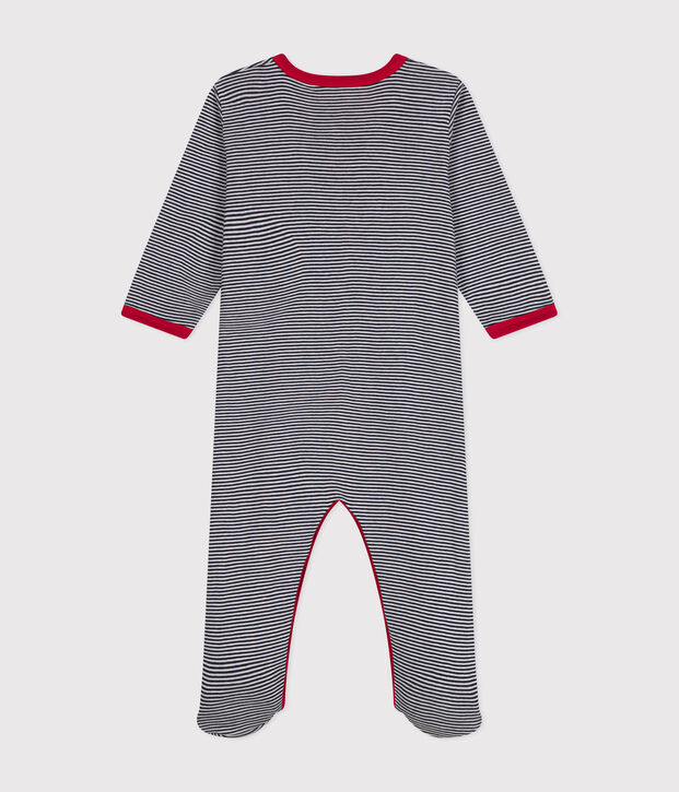 Lang&auml;rmeliger Baby-Pyjama aus Baumwolle blau/weiss