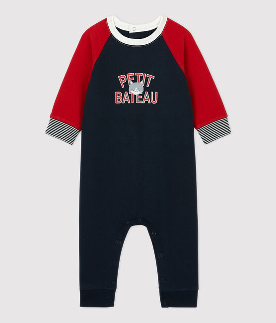 Baby-Overall aus Molton. blau SMOKING/rot TERKUIT