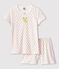 Kinder-Kurzpyjama aus Baumwolle mit rosafarbenem Polka-Dot-Muster für Mädchen weiss MARSHMALLOW/rosa GRETEL