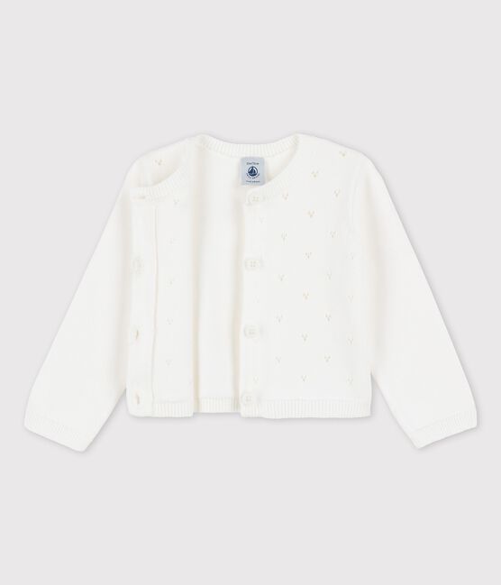 Baby-Jacke aus raffiniertem Strick weiss MARSHMALLOW