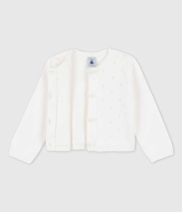 Baby-Jacke aus raffiniertem Strick weiss