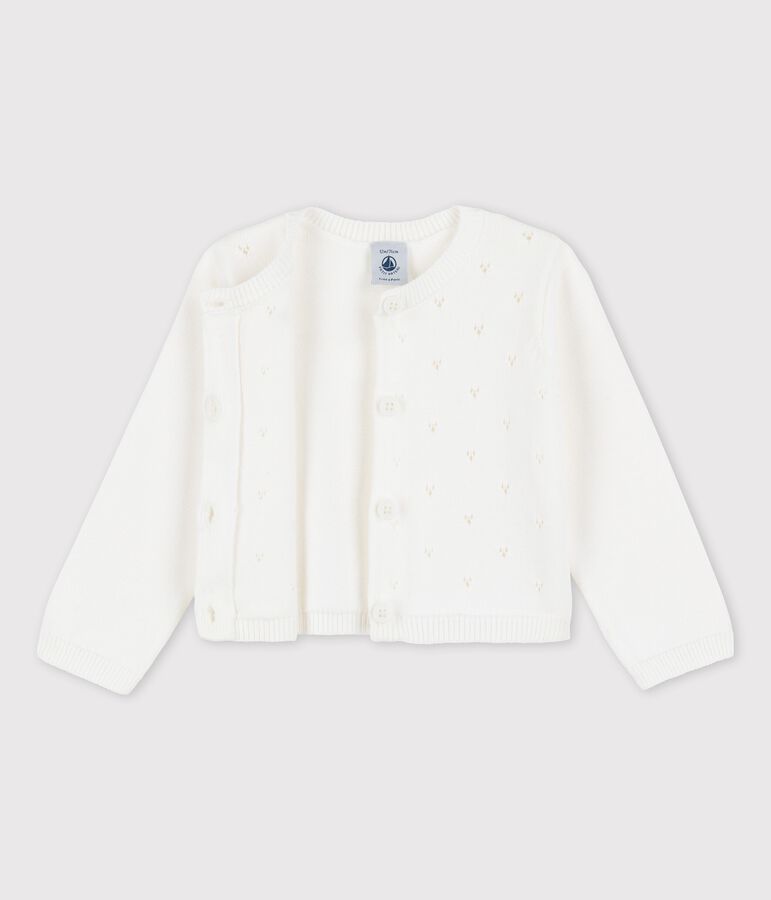Baby-Jacke aus raffiniertem Strick weiss