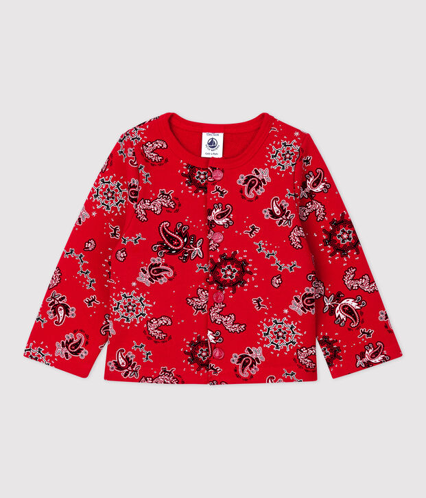 Baby-Cardigan aus Molton mit Bandana-Aufdruck rot/vielfarbig