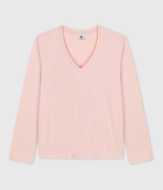 T-Shirt LE DROIT aus Baumwolle mit V-Ausschnitt für Damen rosa SALINE