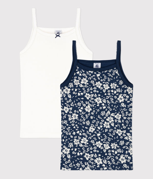 2er-Set Spaghetti-Tops aus Baumwolle mit Blumenmotiv f&uuml;r M&auml;dchen vielfarbig