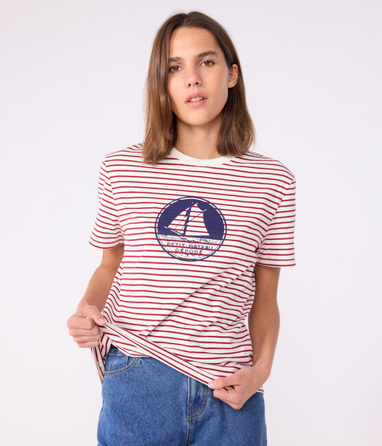 Kurzärmeliges Damen T-Shirt "Le Droit" mit geradem Schnitt aus Baumwolle rot MILK/ AMARANTE