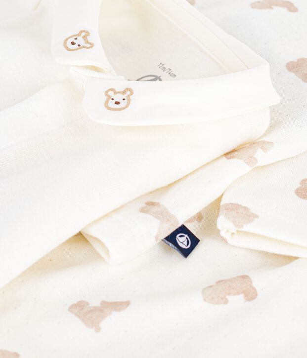 3-teiliges Baby-Set aus Baumwolle mit B&auml;renmotiv weiss/BRUN