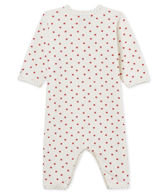 Baby Strampler aus gedoppeltem Jersey für Mädchen weiss MARSHMALLOW/rot TERKUIT
