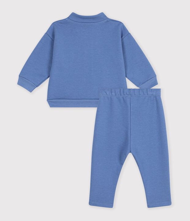 Baby-Set Sweatshirt und Hose aus einfarbiger Baumwolle blau
