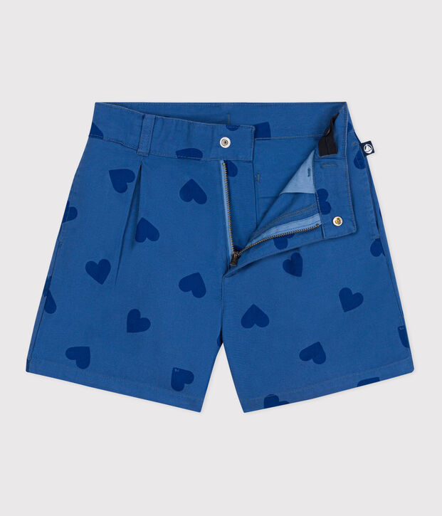 Kinder-Shorts aus Baumwolle mit Herzmotiv blau/blau