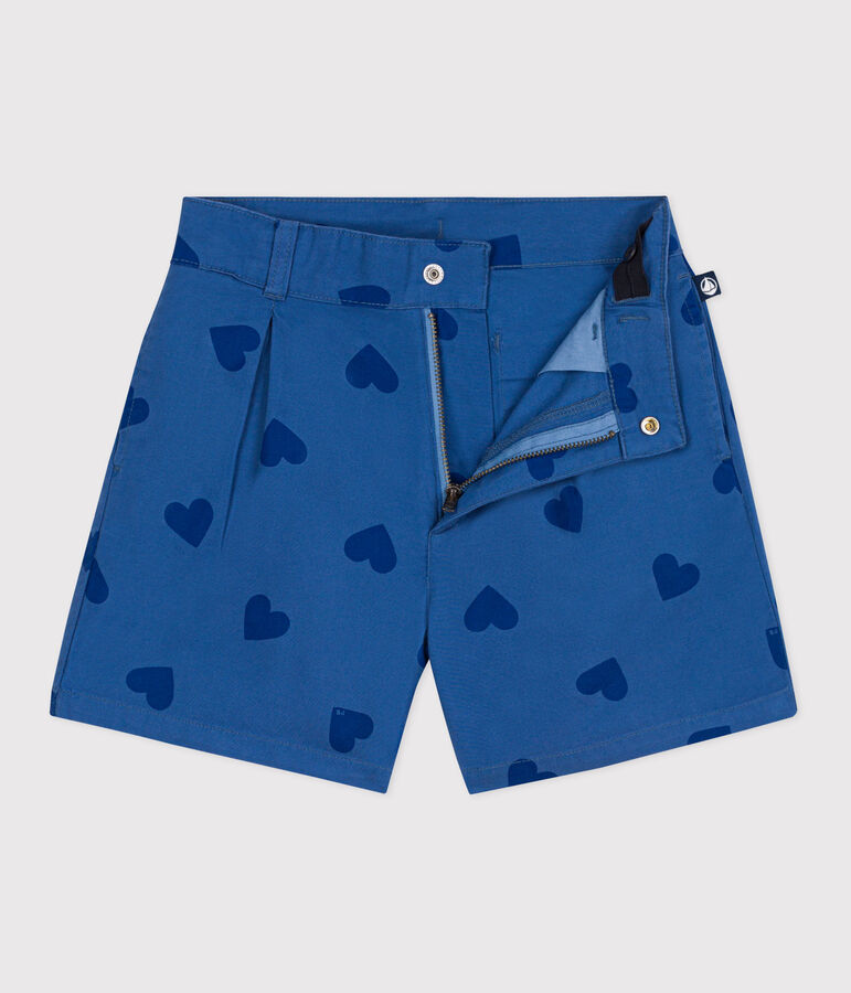 Kinder-Shorts aus Baumwolle mit Herzmotiv blau/blau