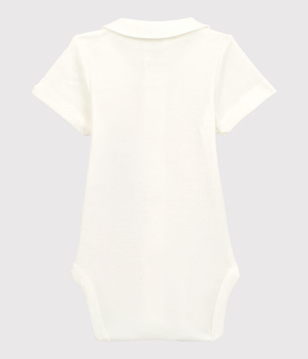 Kurz&auml;rmeliger Baby-Body aus Bio-Baumwolle mit wei&szlig;em Kragen weiss