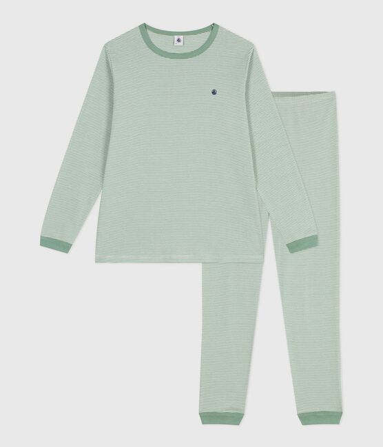 Kinder-Pyjama aus Baumwolle mit Streifen SAULE/ MARSHMALLOW