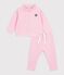 Baby-Set Sweatshirt und Hose aus einfarbiger Baumwolle rosa