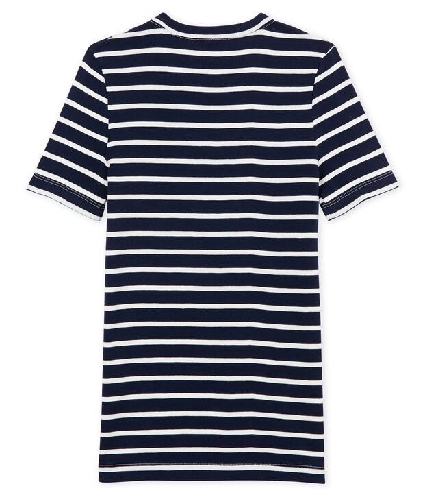 gestreiftes damen-kurzarmshirt blau/weiss