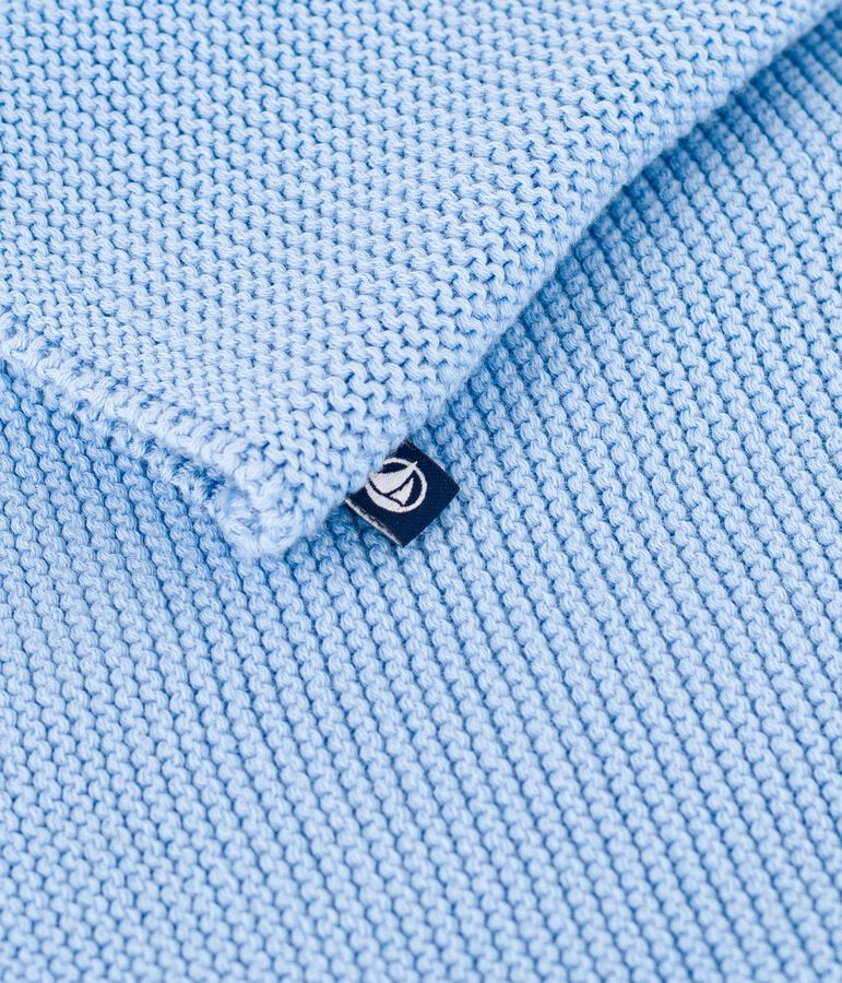 Baby-Cardigan kraus rechts gestrickt aus Baumwolle blau