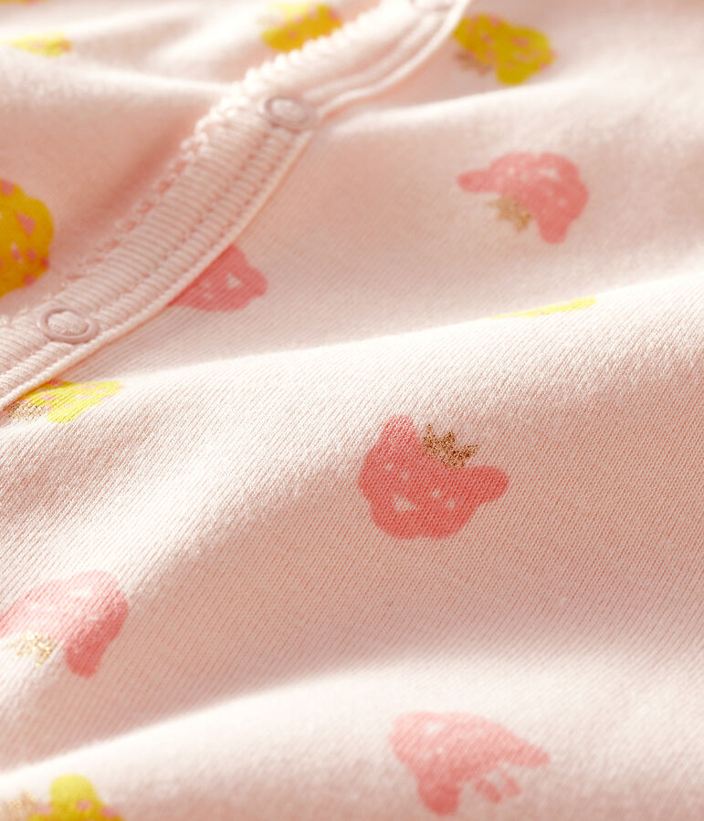 Baby-Kurzoverall f&uuml;r M&auml;dchen aus Rippstrick rosa FLEUR/weiss MULTICO