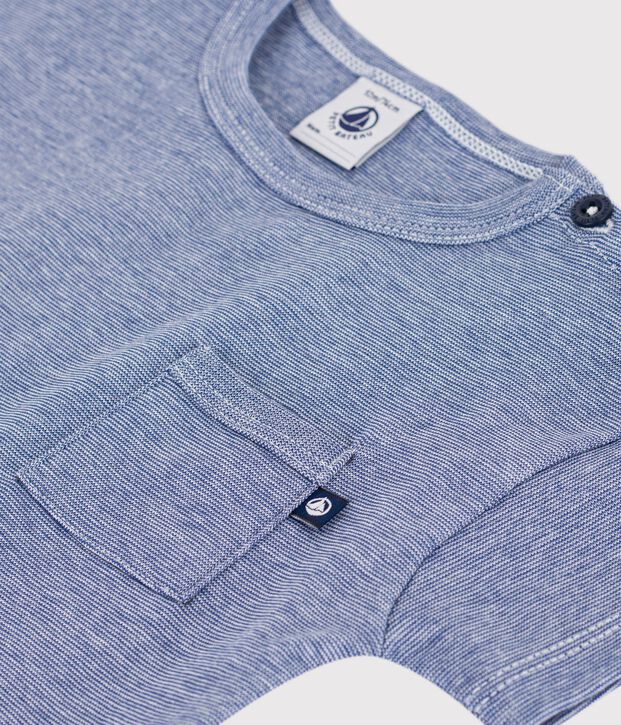 Kurz&auml;rmeliges Baby-T-Shirt aus Baumwolle mit Streifen blau/weiss
