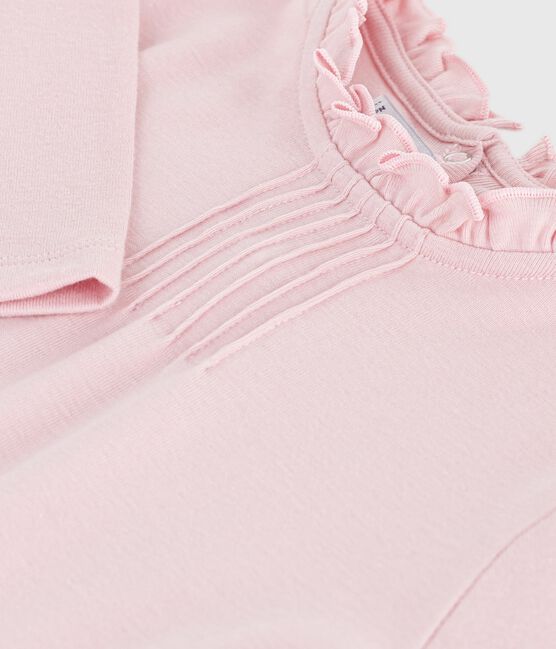 Langärmeliges Kinder-T-Shirt aus einfarbiger Baumwolle rosa JOLI