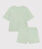 Damen-Pyjama bestehend aus kurzer Hose und T-Shirt aus einfarbiger Baumwolle. grün HERBIER