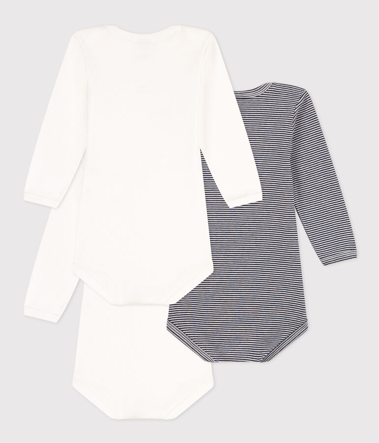 3er-Set lang&auml;rmelige Baby-Bodys Paris aus Baumwolle vielfarbig