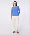 Langärmeliges Damen-Streifenshirt "Marinière" aus Baumwolle blau PERSE/weiss MARSHMALLOW