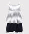 Baby-Ensemble aus Bluse + Bloomers aus Baumwolle/Leinen für Mädchen weiss MARSHMALLOW/blau MEDIEVAL